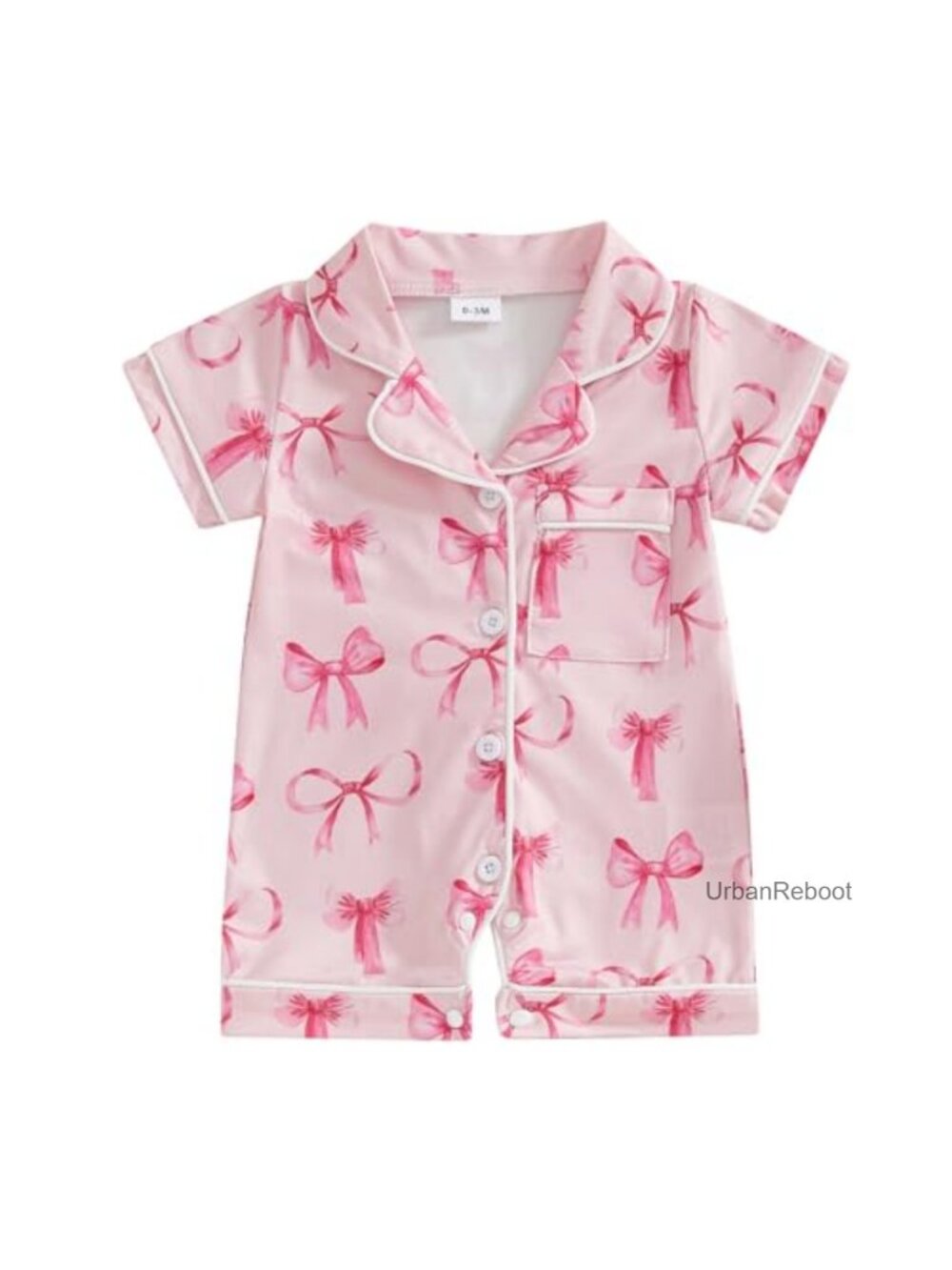 Baby Romper Pajamas Short Sleeve Button Down One Piece Sleepwear
